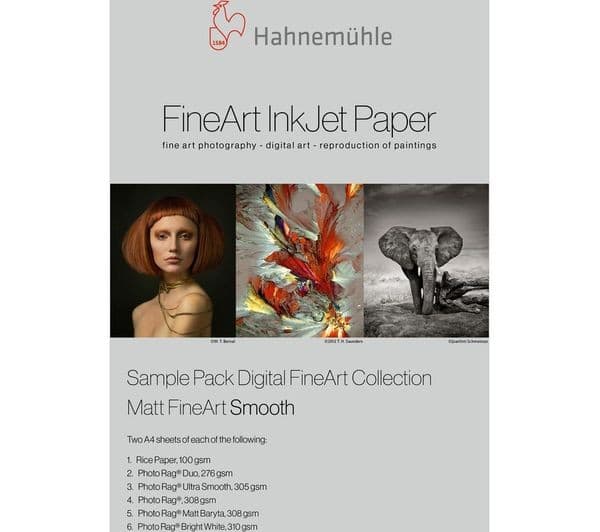 HAHNEMUEHLE Digital FineArt Matt FineArt Smooth Sample Pack A4 Matte Photo Paper - 12 Sheets - Image 1
