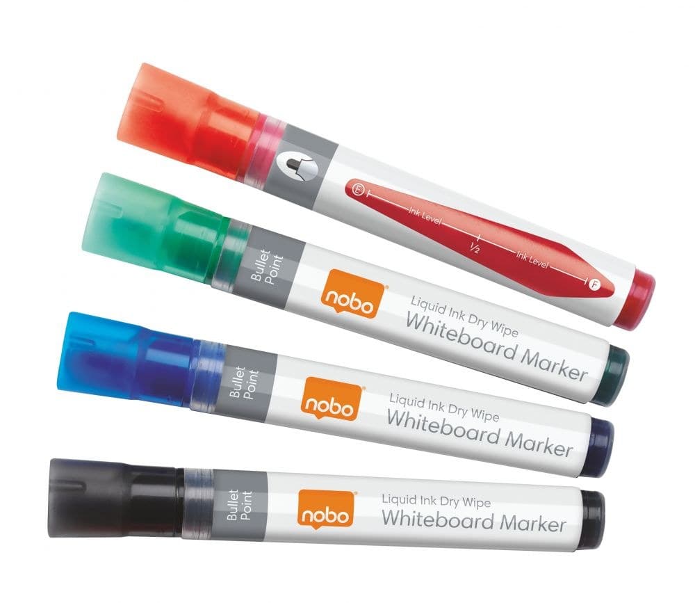 Nobo 1902408 Liquid Ink Drywipe Markers pack of 4 - Image 1