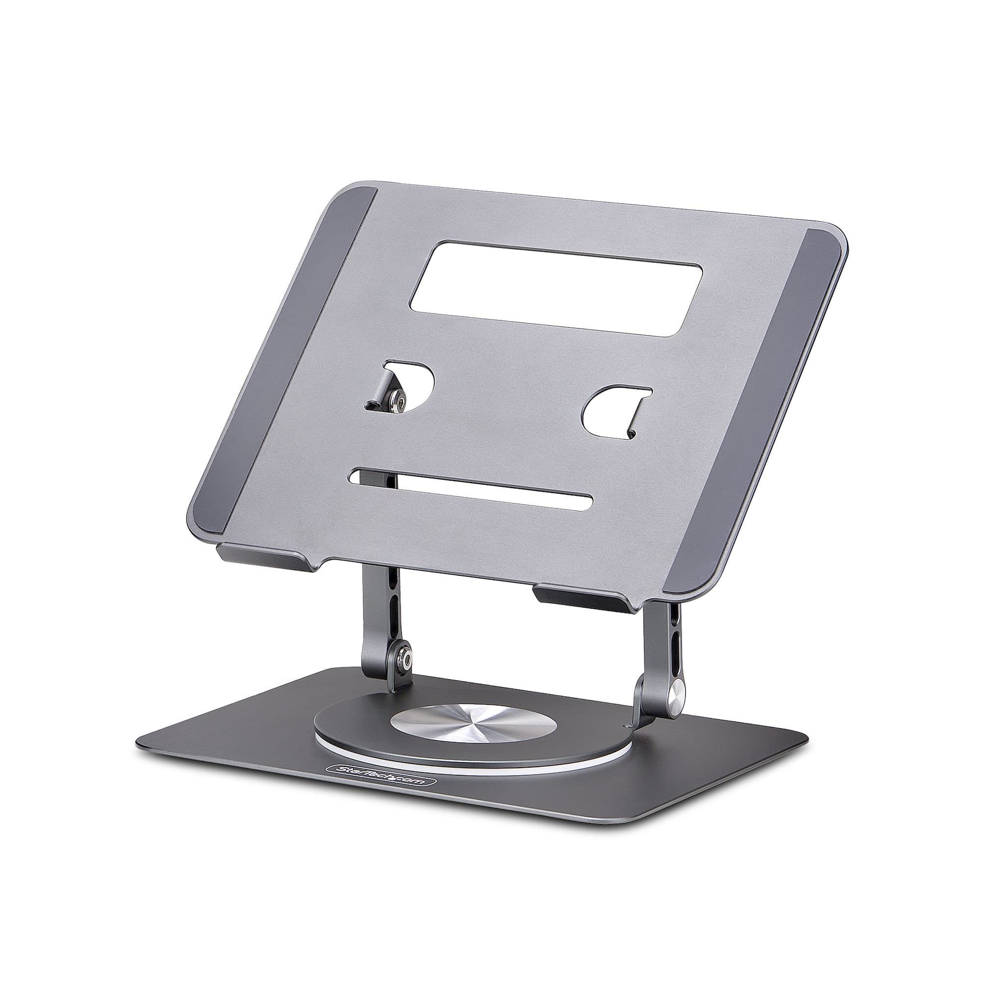StarTech.com Rotating Laptop Stand, 360 Swivel, Ergonomic Desk Riser for Computer, Elevated Tray w/ Adjustable Tilt, Max 11lb/5kg, Aluminum Build, Portable Design