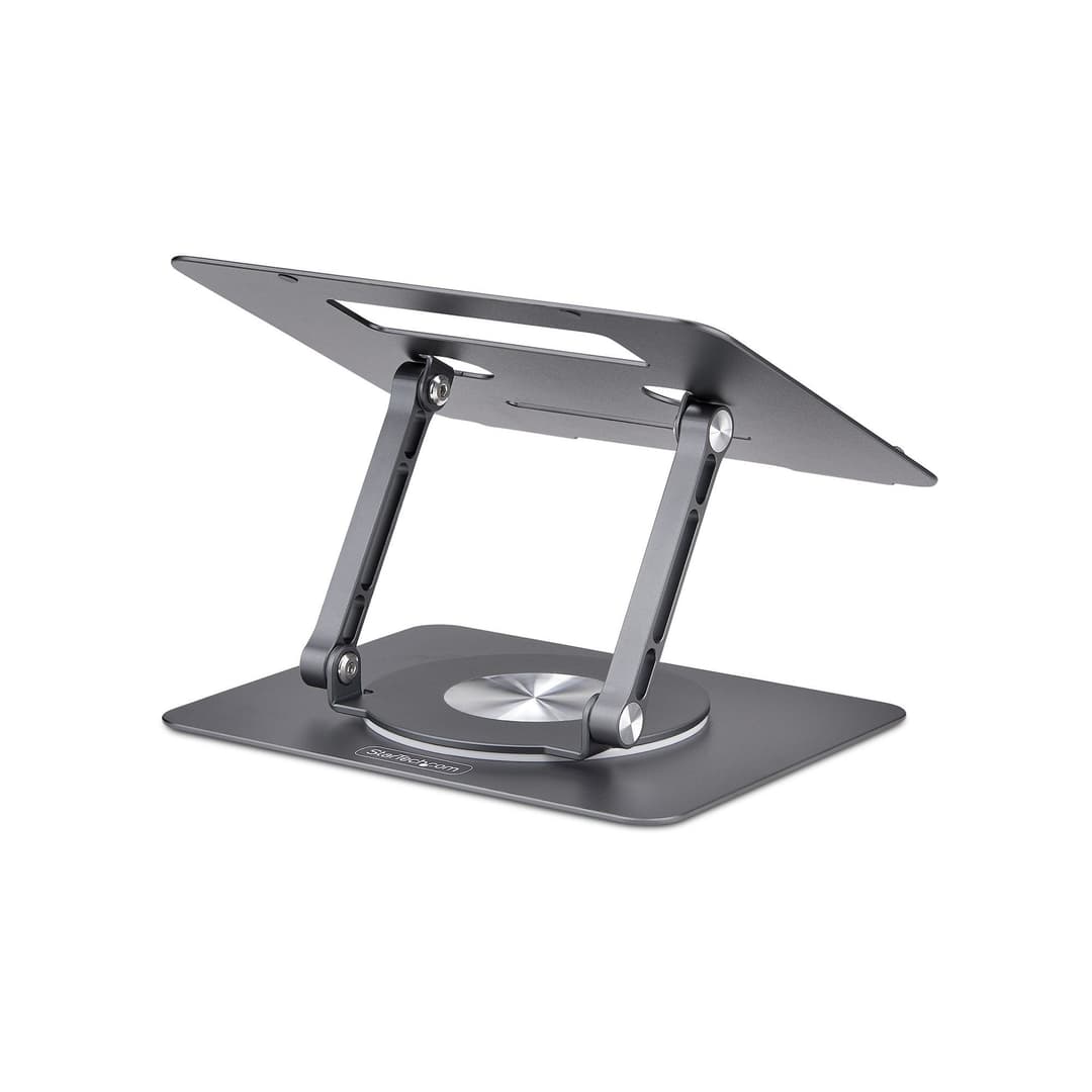 StarTech.com Rotating Laptop Stand, 360 Swivel, Ergonomic Desk Riser for Computer, Elevated Tray w/ Adjustable Tilt, Max 11lb/5kg, Aluminum Build, Portable Design - Image 2