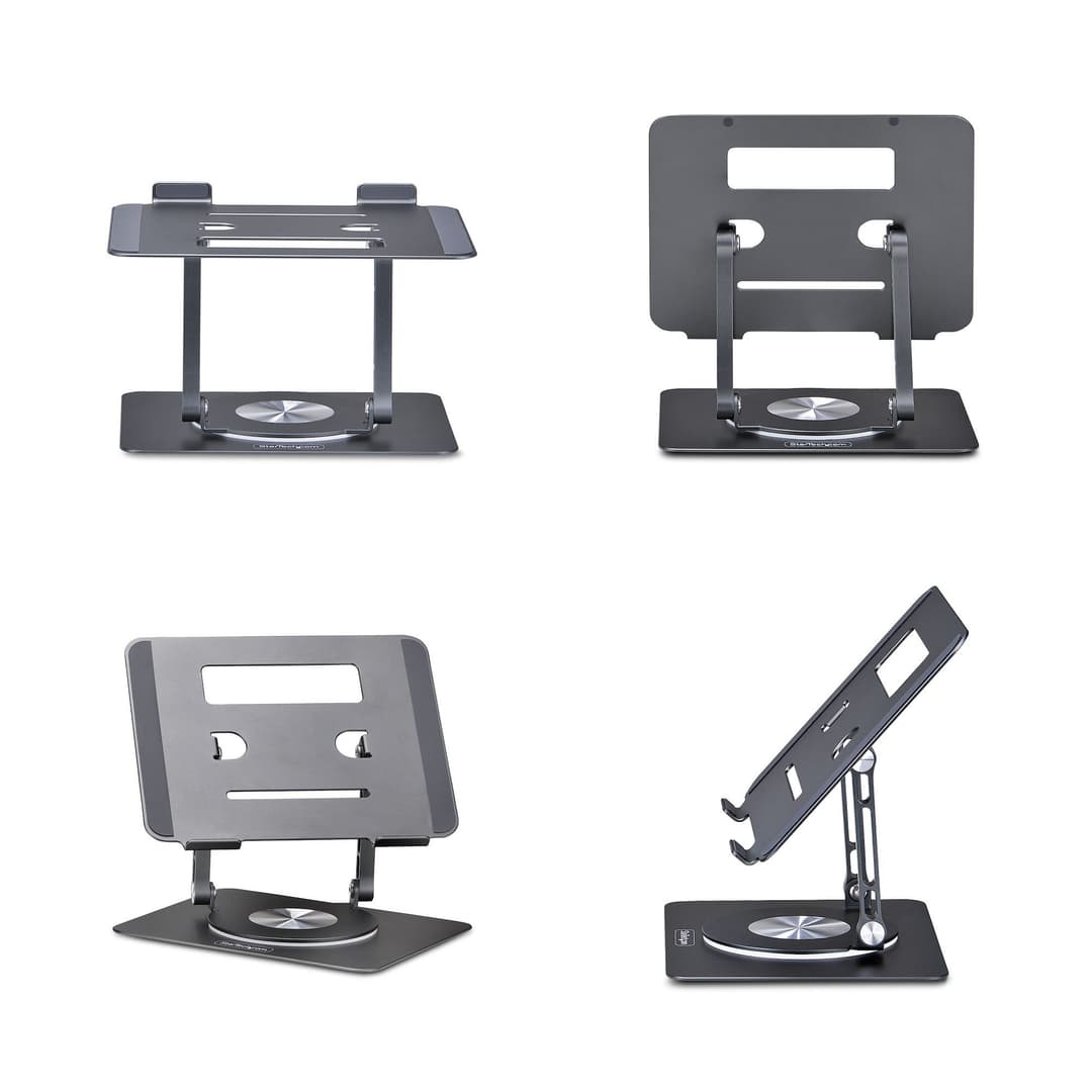 StarTech.com Rotating Laptop Stand, 360 Swivel, Ergonomic Desk Riser for Computer, Elevated Tray w/ Adjustable Tilt, Max 11lb/5kg, Aluminum Build, Portable Design - Image 3