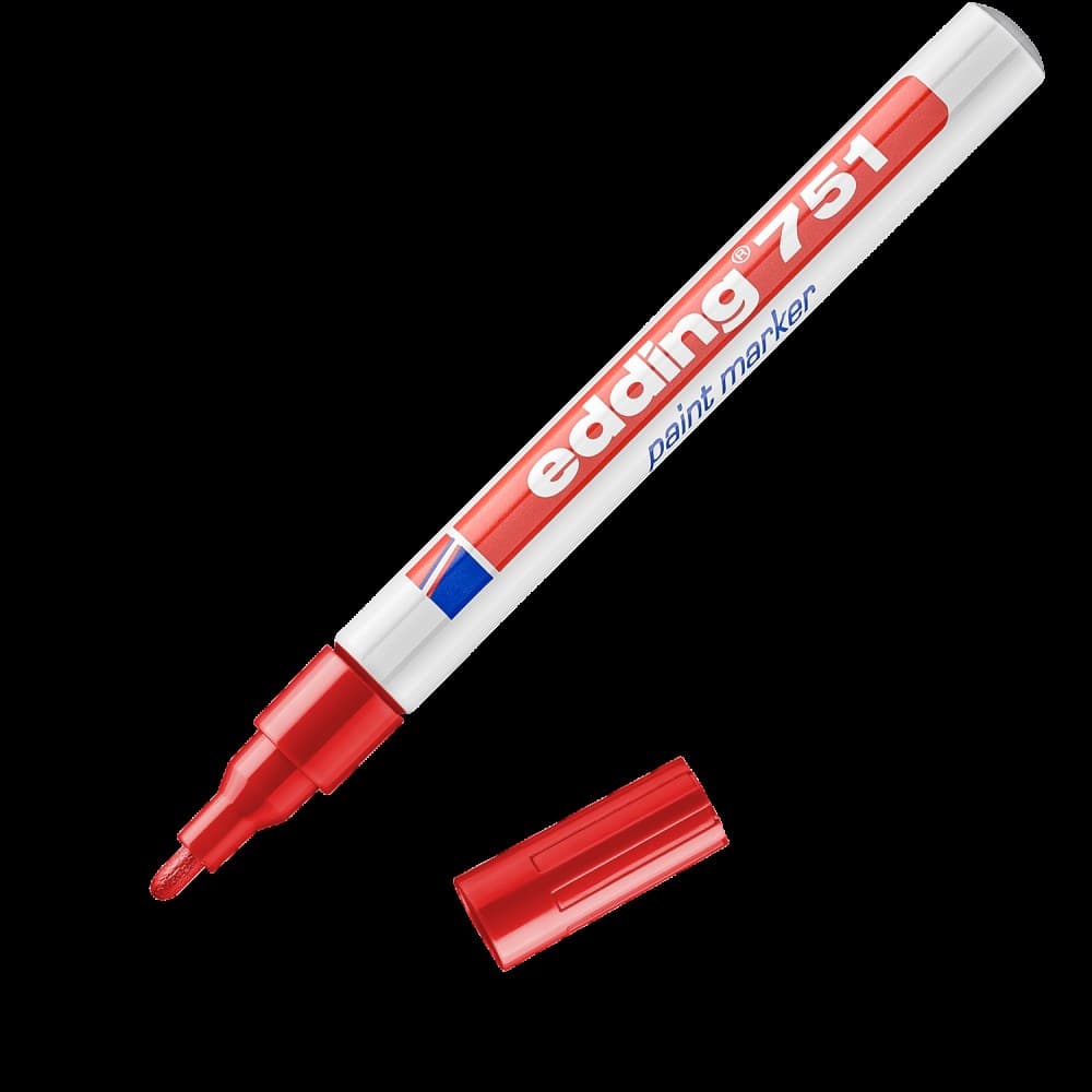 edding 751 Gloss Paint Marker Red Bullet Tip 1-2mm Box of 10 - Image 1
