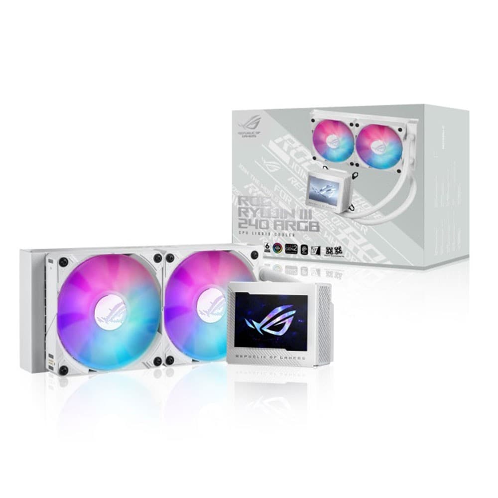 ASUS ROG RYUJIN III 240 ARGB White Edition Intel/AMD AIO Liquid CPU Cooler with 3.5" LCD - 90RC00K2-M0UAY0