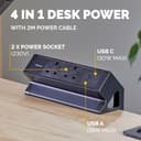 Fellowes Power Desk 2 Socket with 2 Power Sockets 1 USB-A & USB-C Ports Black thumbnail 4