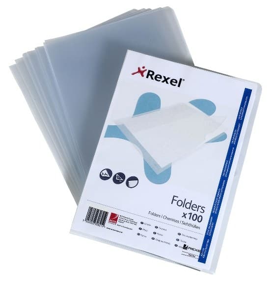 Rexel Superfine Cut Flush Folders A4 Clear (100)