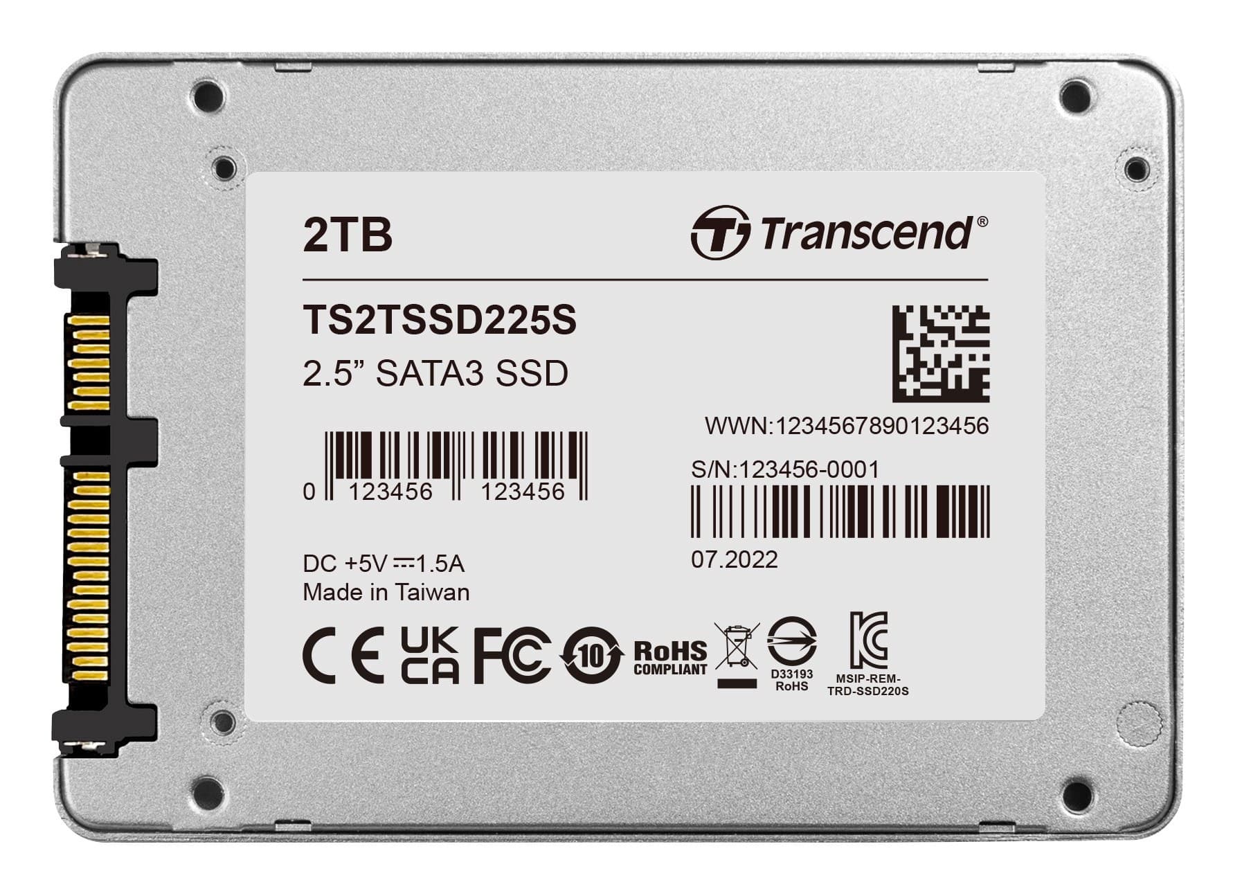 Transcend SSD225S 2.5-inch SATA III 6Gb/s 3D NAND Internal SSD - 2TB (TS2TSSD225S)