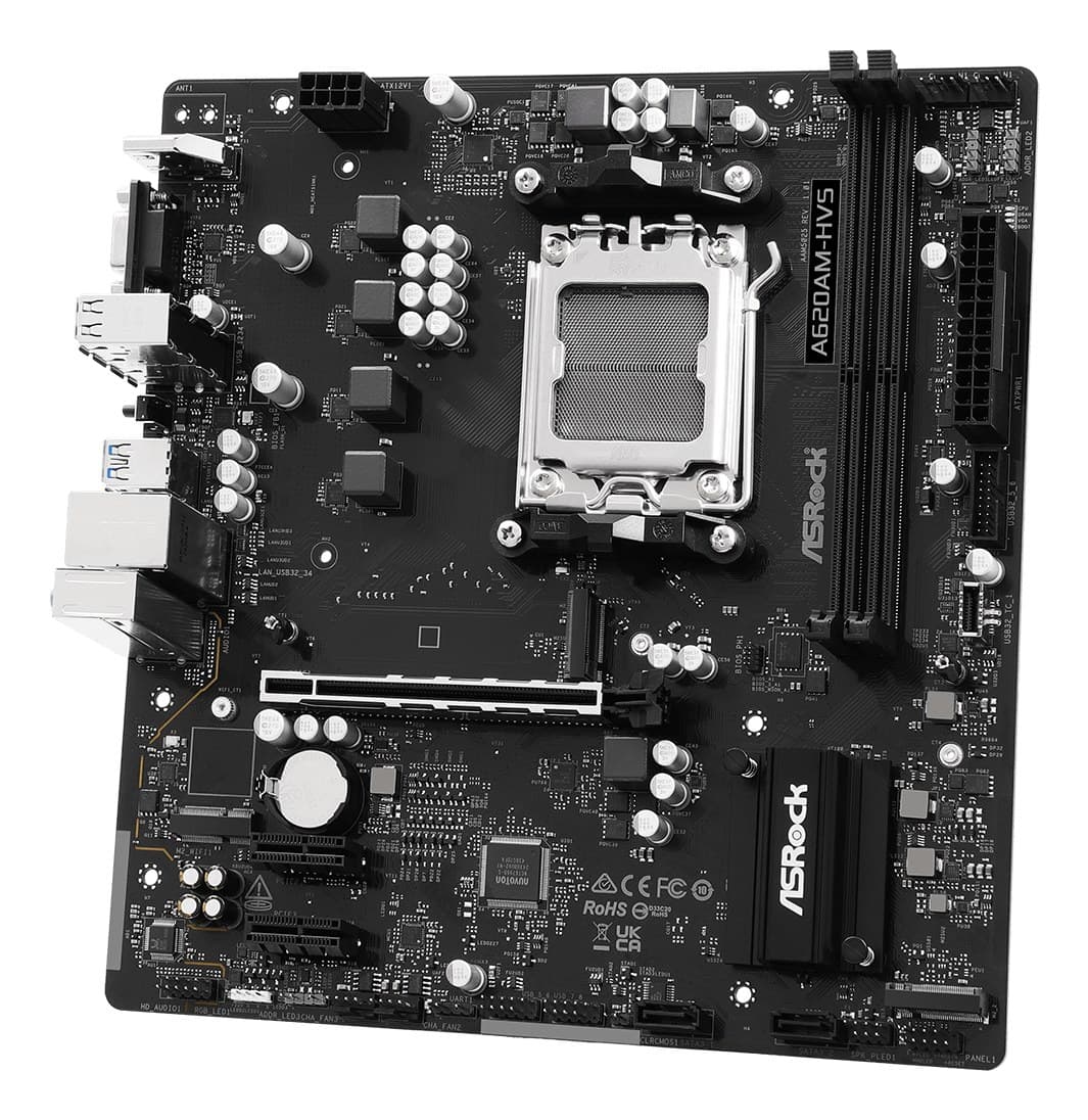 ASRock A620AM-HVS AMD A620A DDR5 Micro-ATX Socket AM5 Motherboard - Image 3