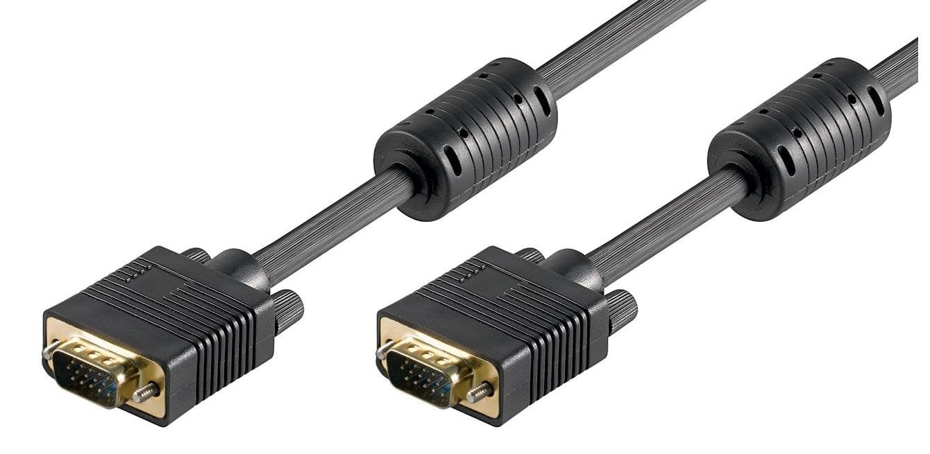 Microconnect MONGG5FB Full HD SVGA VGA (HD15) Cable 5m Male to Male with Ferrite Cores, Black