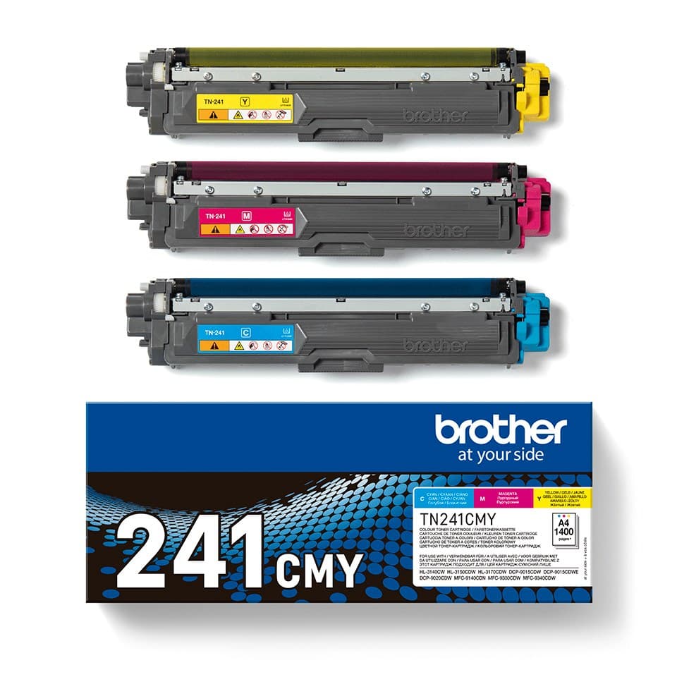 Brother TN-241CMY Toner Cartridge Multipack 3-Pack Original Cyan, Magenta, Yellow, 1,400 Pages Each, for HL-3140CW / HL-3150CDW / HL-3170CDW / DCP-9015CDW / DCP-9020CDW / MFC-9140CDN / MFC-9330CDW / MFC-9340CDW - Image 4