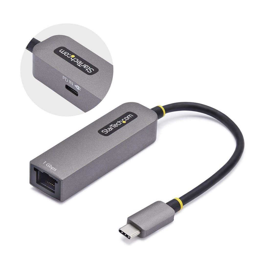StarTech.com 1GPD3-USB-C-ETHERNET USB-C to Gigabit Ethernet Adapter, 1Gbps NIC, 100W PD Pass-Through - Image 1