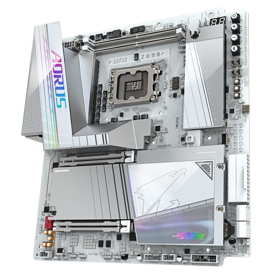 GIGABYTE Z890 AORUS TACHYON ICE Motherboard - Supports Intel Core Ultra (Series 2) CPUs, 18+1+2 phases VRM, up to 9500MHz DDR5 (O.C), 1xPCIe 5.0 + 3xPCIe 4.0, Wi-Fi 7, 5GbE LAN, USB 3.2 Gen 2x2 - Image 4