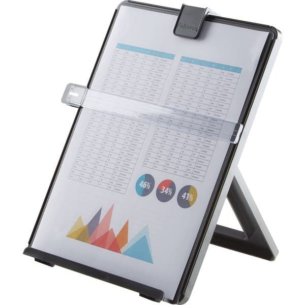 Fellowes Workstation Non-Magnetic Desktop Copyholder 21106 A4 125 Sheets with Removable Line Guide Black
