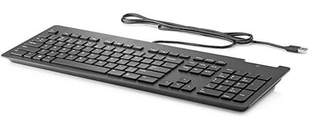 HP Business Slim Smartcard Keyboard - Full-Size USB Wired, CCID Smart Card Reader, Black (911502-041)