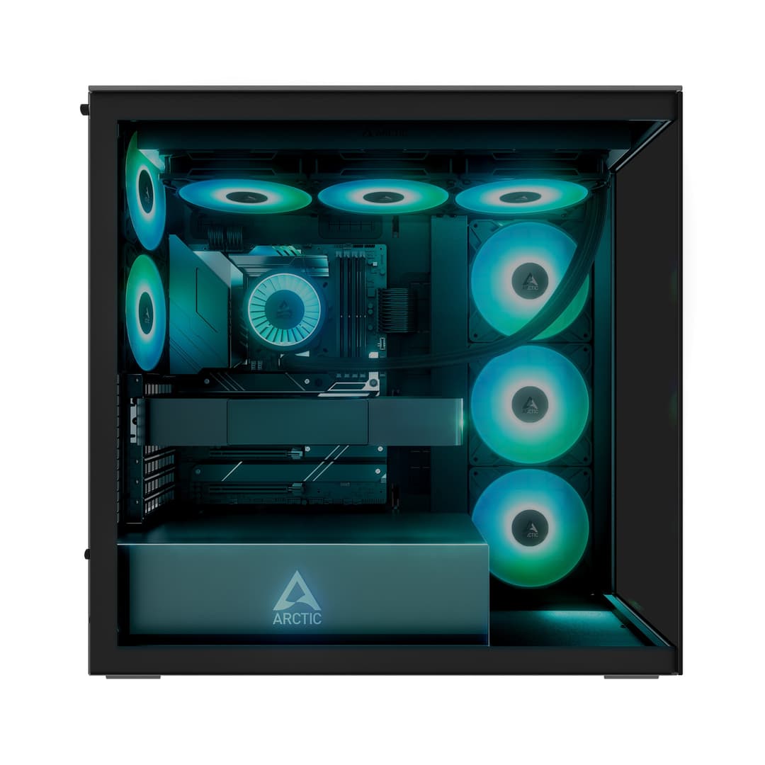 Arctic Xtender ARGB Tempered Glass E-ATX Mid Tower PC Case with 5 Pre-Installed ARGB Fans - Black - Image 6