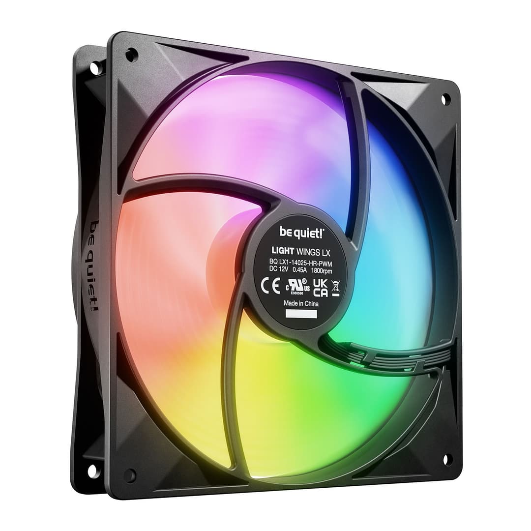 be quiet! Light Wings LX 140mm PWM High-Speed ARGB 9 Blades Case Fan - Black Triple Pack - Image 4