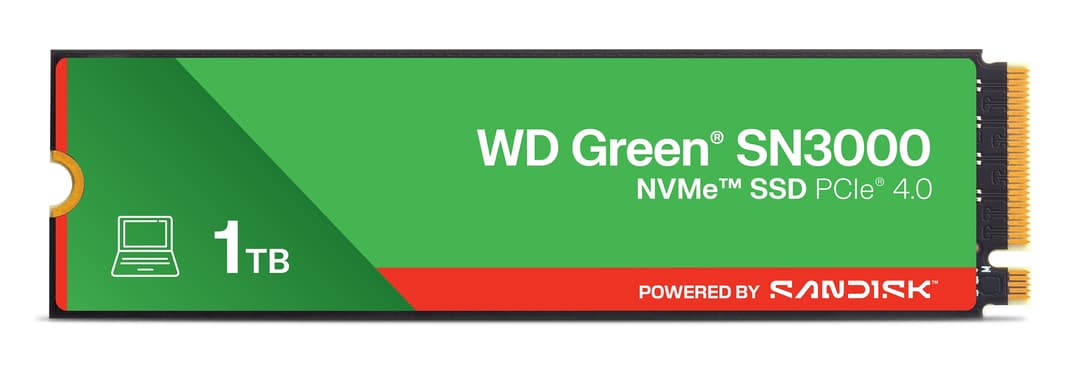 Western Digital WD Green SN3000 NVMe SSD 1 TB M.2 2280 PCIe Gen4 (Powered by SanDisk) - Image 1