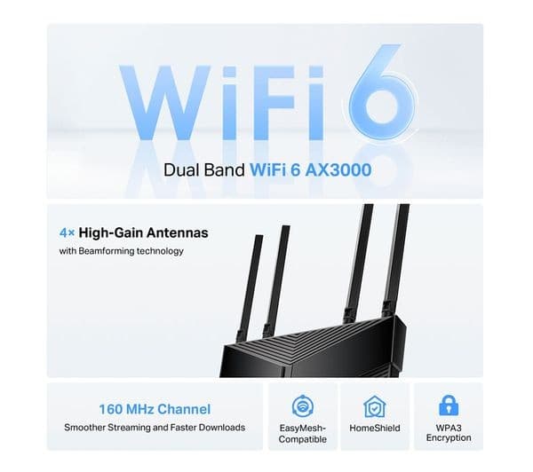 TP-Link Archer AX58 AX3000 Dual-Band Wi-Fi 6 Router - Image 5