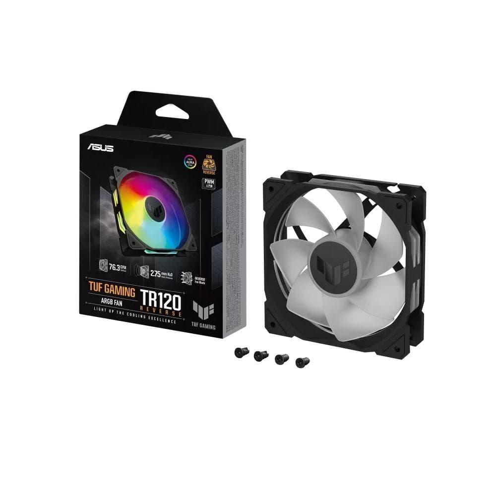ASUS TUF Gaming TR120 ARGB Reverse 120mm Case Fan - Black Single Pack