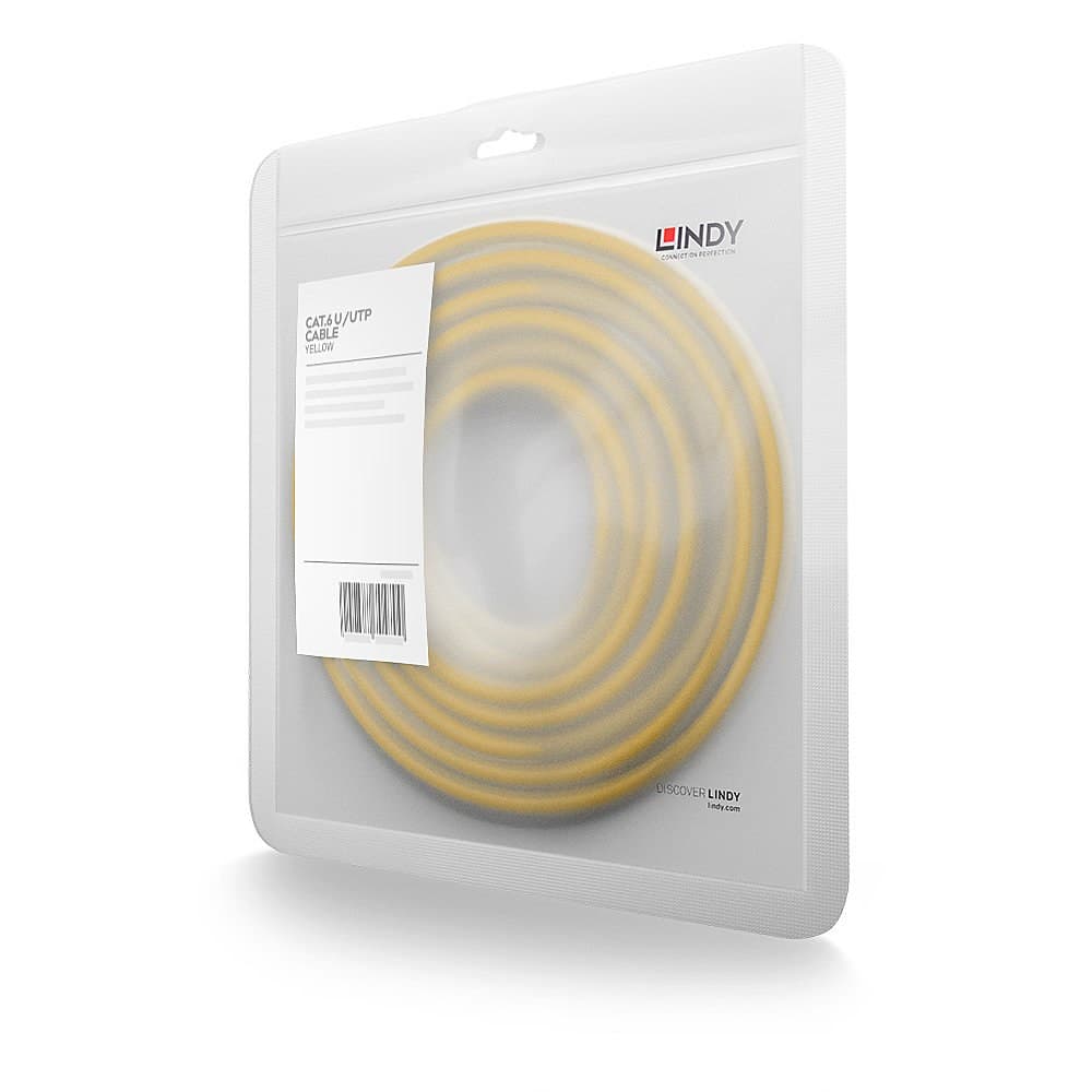 Lindy 1m Cat.6 U/UTP Ethernet Cable, Yellow - Image 2