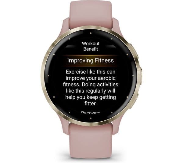 Garmin Venu 3S GPS Smartwatch 41mm, Soft Gold Bezel with Dust Rose Silicone Band - Image 2