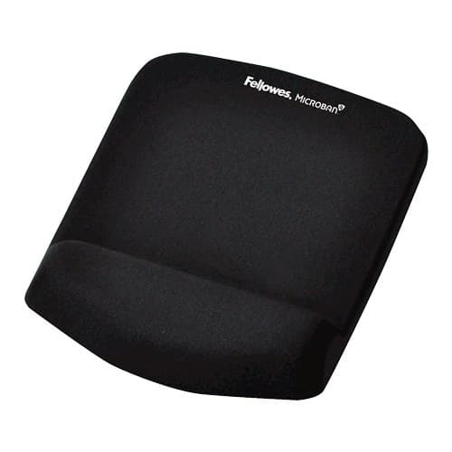 Fellowes PlushTouch Mouse Mat with Wrist Support - Microban Antibacterial Protection, Non-Slip Rubber Base - Black 9252003