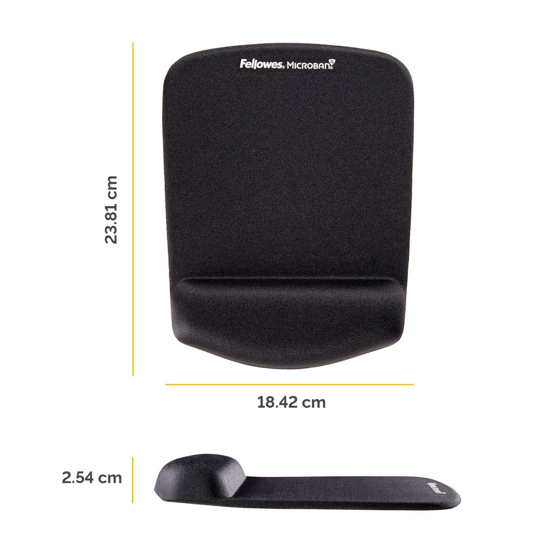 Fellowes PlushTouch Mouse Mat with Wrist Support - Microban Antibacterial Protection, Non-Slip Rubber Base - Black 9252003 - Image 2