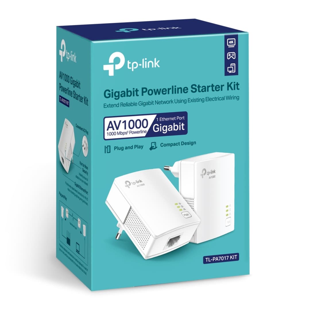 TP-Link TL-PA7017 AV1000 Gigabit Powerline Homeplug Starter Kit Adapter - Image 7