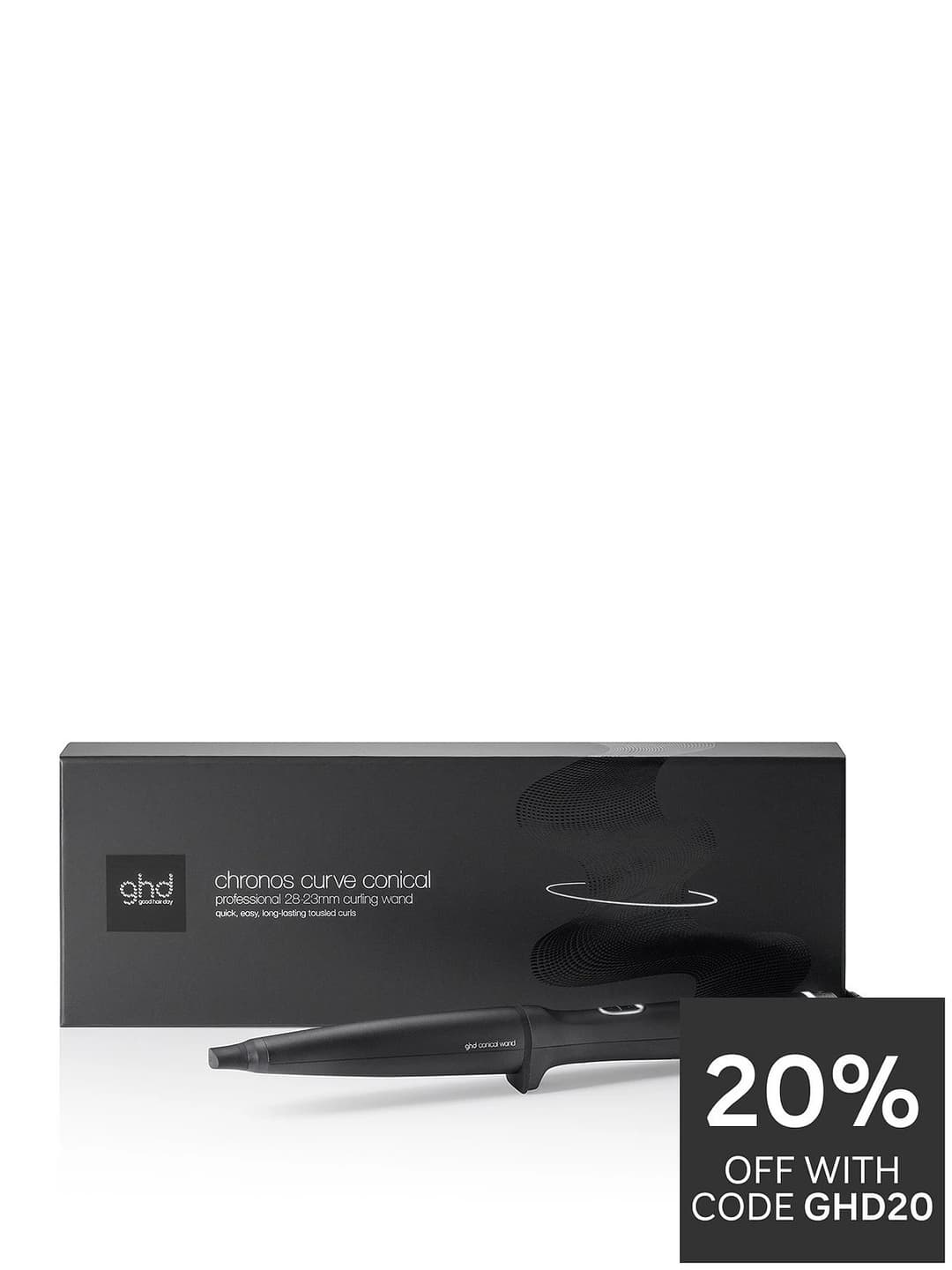 ghd Chronos Curve Conical Wand Hair Curler 28-23mm Black - Image 1