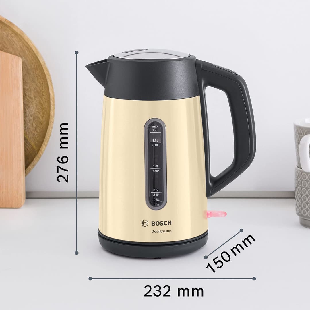 Bosch DesignLine Plus Cordless Kettle TWK4P437GB 1.7L 3000W - Cream - Image 3