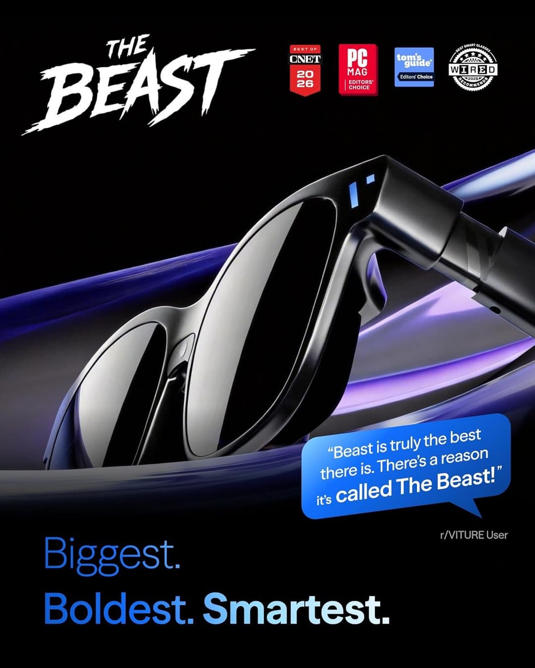 VITURE Beast XR Glasses Regular (IPD 64mm) 174-inch 1200p 120Hz 58 degree FOV 3DoF - Jet Black - Image 2