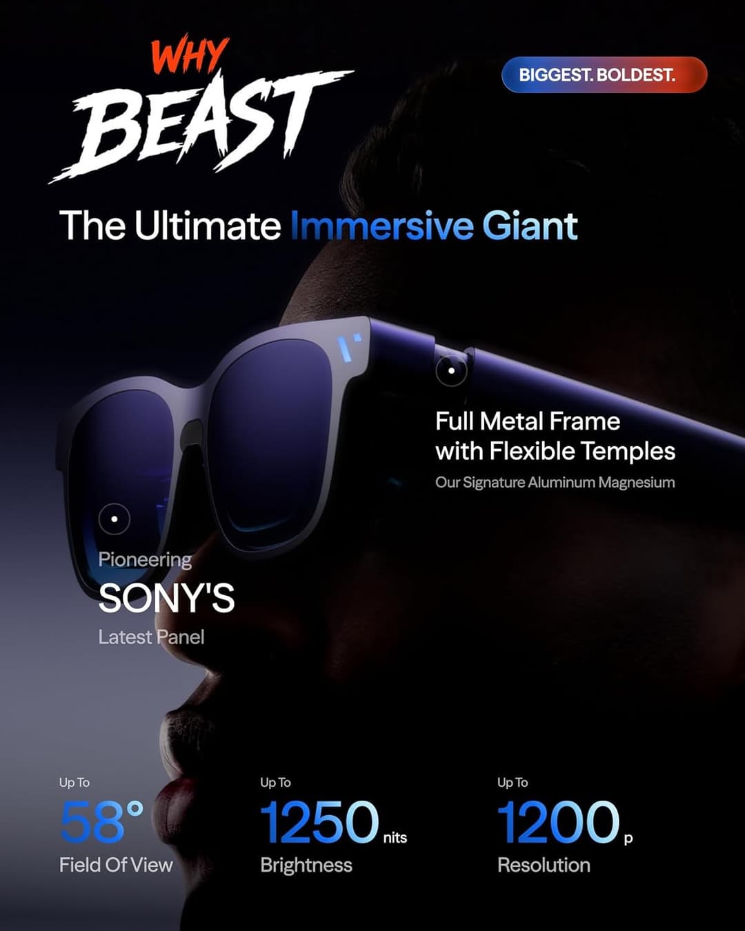 VITURE Beast XR Glasses Regular (IPD 64mm) 174-inch 1200p 120Hz 58 degree FOV 3DoF - Jet Black - Image 4
