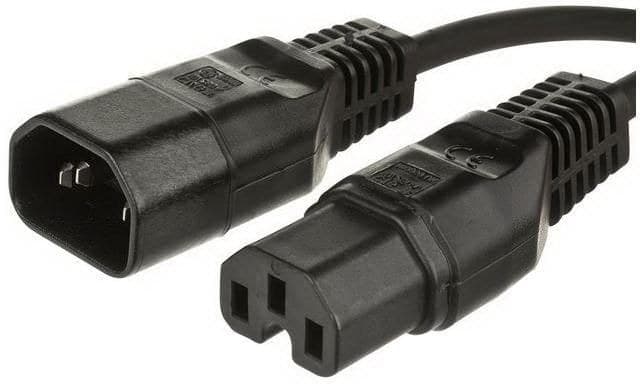 MicroConnect PE011410 Power Extension Cord C14 to C15 Jumper Cable, 1 m, Black, 10 A 250 V