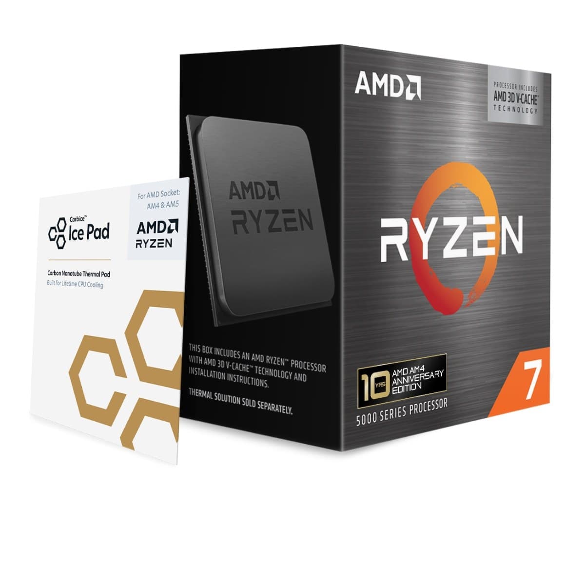 AMD Ryzen 7 5800X3D processor 8-Core 16-Thread Socket AM4 3.4 GHz (4.5 GHz Boost) 96 MB L3 Box