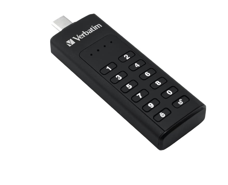 Verbatim Keypad Secure - USB-C Drive with Password Protection and AES-256 HW encryption to protect your data - 128 GB - Black - Image 1