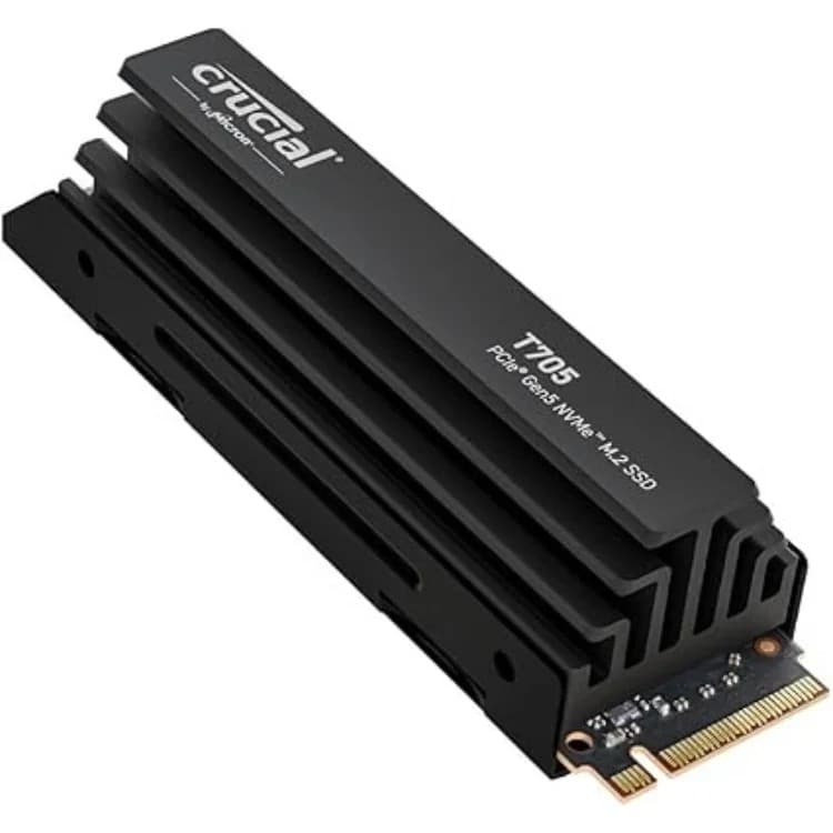 Crucial T705 1TB PCIe Gen5 NVMe M.2 2280 Internal SSD with Heatsink Black - Image 1