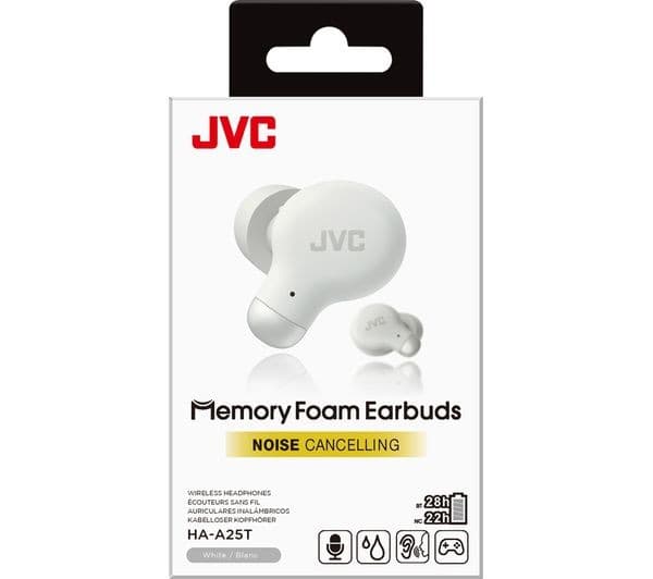 JVC Marshmallow HA-A25T Wireless Bluetooth Noise-Cancelling Earbuds - White - Image 8