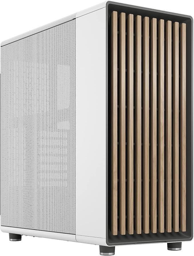 Fractal Design North FD-C-NOR1C-03 ATX Mid Tower PC Gaming Case Mesh Side Panel Chalk White with Oak Front 2 x 140mm Aspect PWM Fans - Image 1