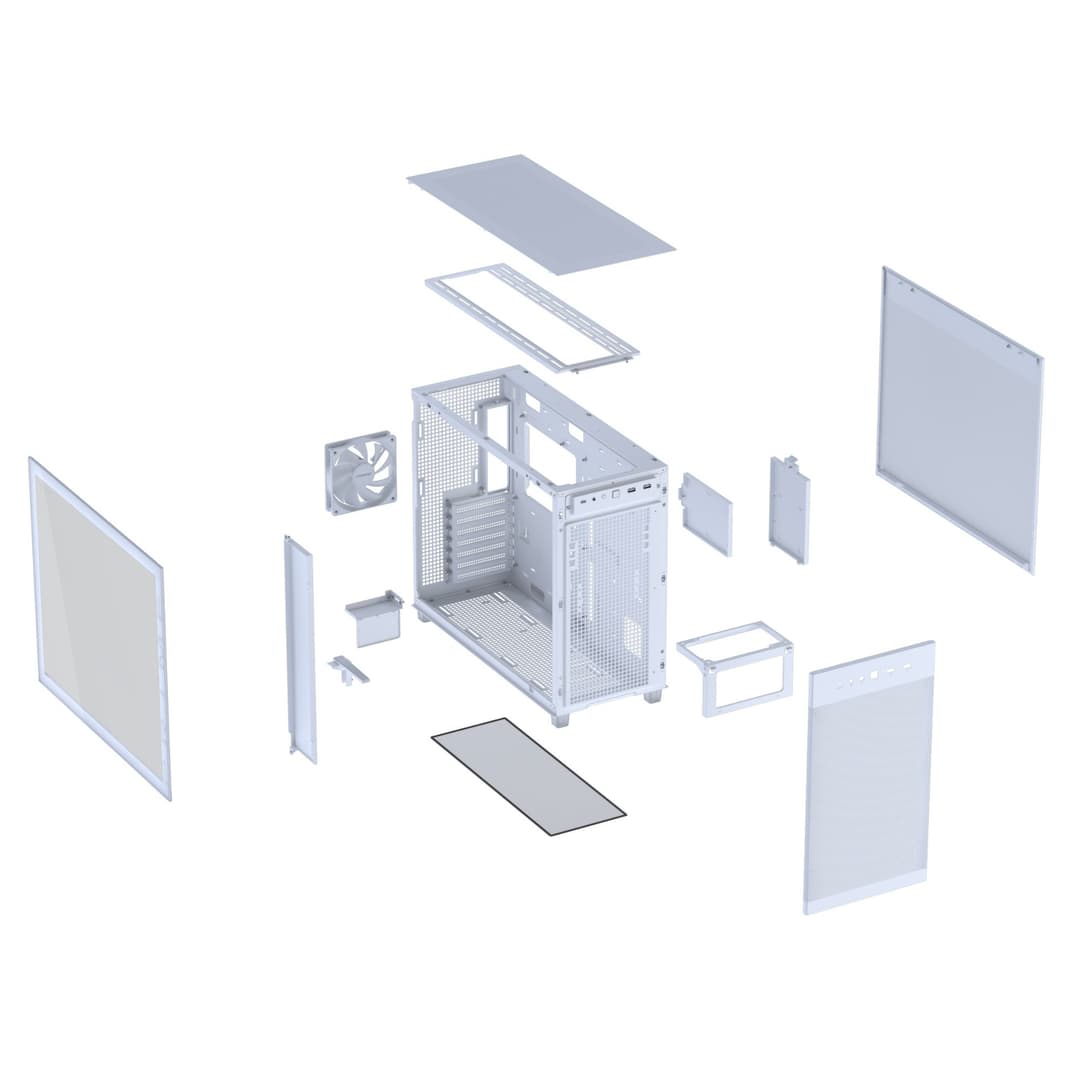 ASUS Prime AP303 Tempered Glass Panel 44L ATX Mid-Tower PC Case, USB-C 20Gbps - White - Image 9