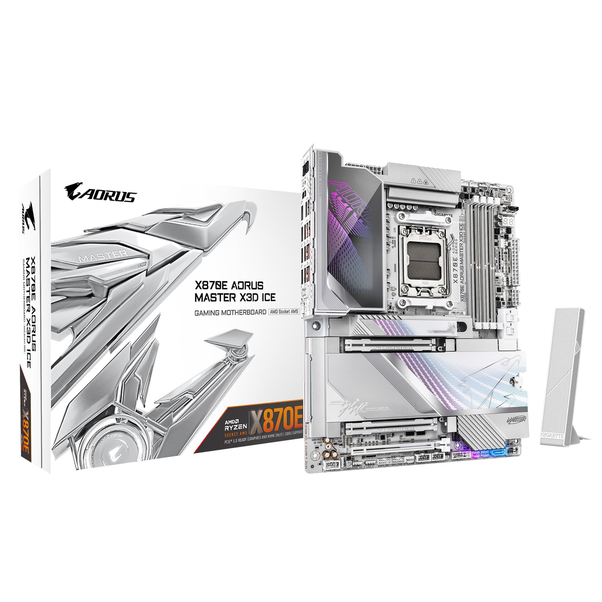 GIGABYTE X870E AORUS MASTER X3D ICE AMD X870E ATX Socket AM5 Motherboard - White