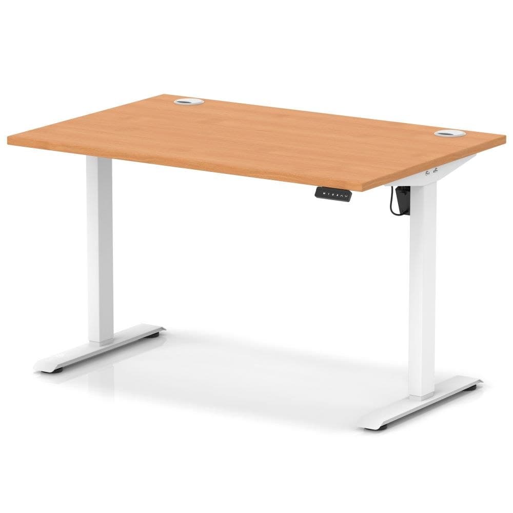Dynamic Air Lite 1200 x 800mm Height Adjustable Desk Beech Top White Leg - Image 1