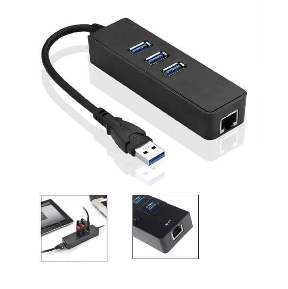 MicroConnect USB 3.2 Gen 1 Hub with USB 3.0 Ports and RJ45 Gigabit Ethernet