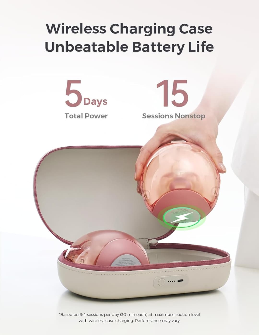 Momcozy Air 1 Ultra Slim Hands Free Wearable Double Breast Pump with Wireless Charging Case - Image 3
