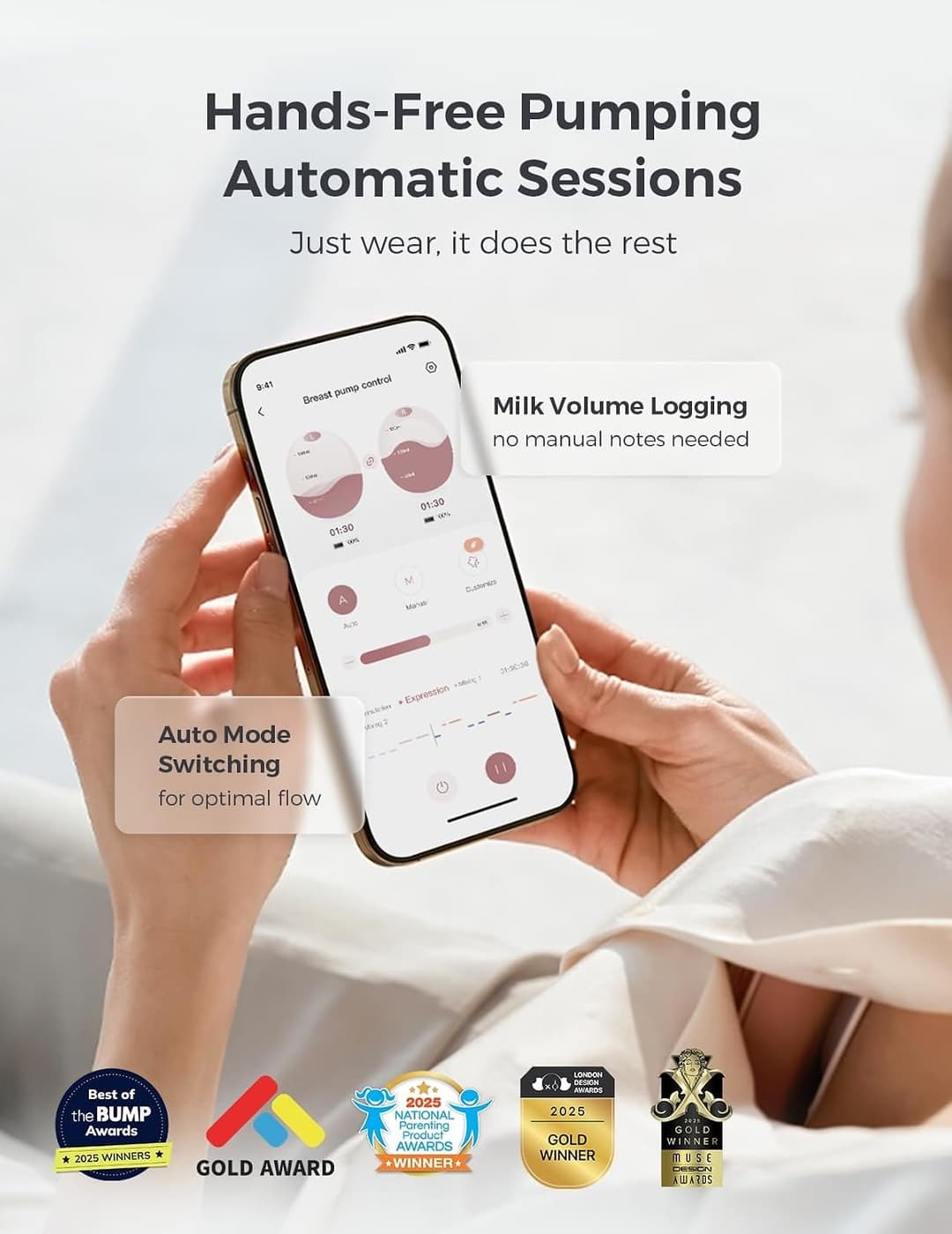 Momcozy Air 1 Ultra Slim Hands Free Wearable Double Breast Pump with Wireless Charging Case - Image 7