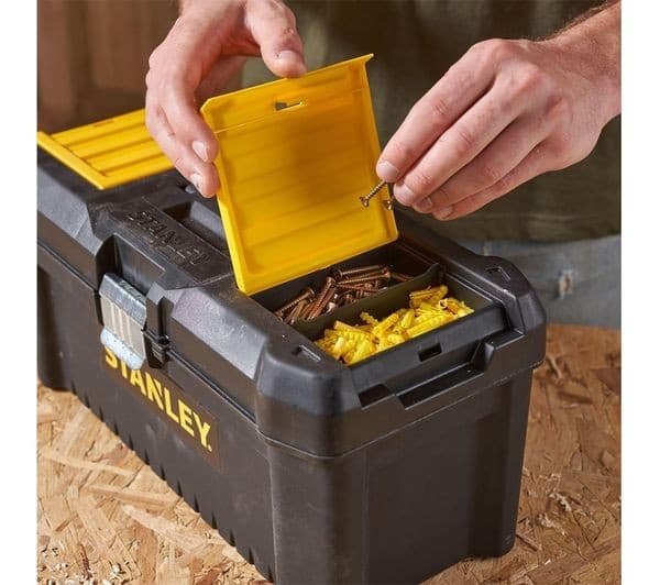 STANLEY STST1-75521 Essential Toolbox with Metal Latches - 19", Black & Yellow - Image 4