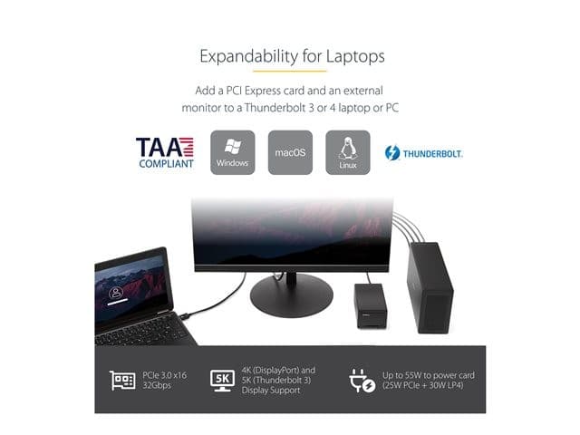 StarTech.com TB31PCIEX16 Thunderbolt 3 PCIe Expansion Chassis, External Enclosure with 1x PCI Express x16 Slot, 5K/4K Output via TB3/DP - System Bus Extender Black - Image 7