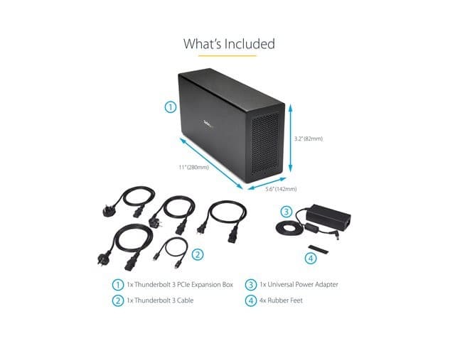 StarTech.com TB31PCIEX16 Thunderbolt 3 PCIe Expansion Chassis, External Enclosure with 1x PCI Express x16 Slot, 5K/4K Output via TB3/DP - System Bus Extender Black - Image 9