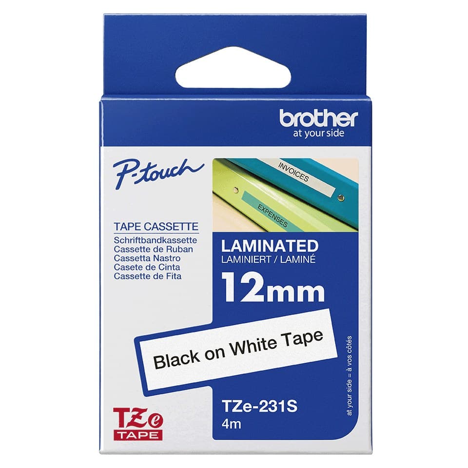 Brother TZe-231S Laminated Label-Making Tape 12mm x 4m Black on White - Image 4