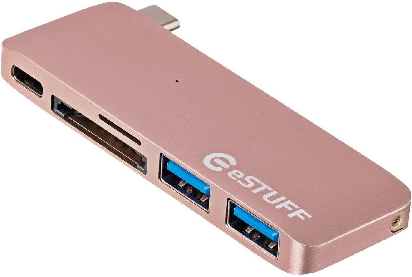 eSTUFF Allure USB-C Slot-in Hub for MacBook 12", 2x USB 3.0, USB-C 29W PD, SD/microSD - Rose Gold (ES84121-ROSE)