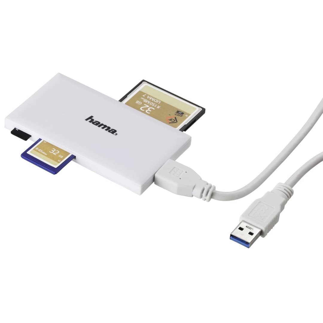 Hama USB 3.2 Gen 1 Multi-Card Reader SD/microSD/CF/MS, USB Type-A - White - Image 3