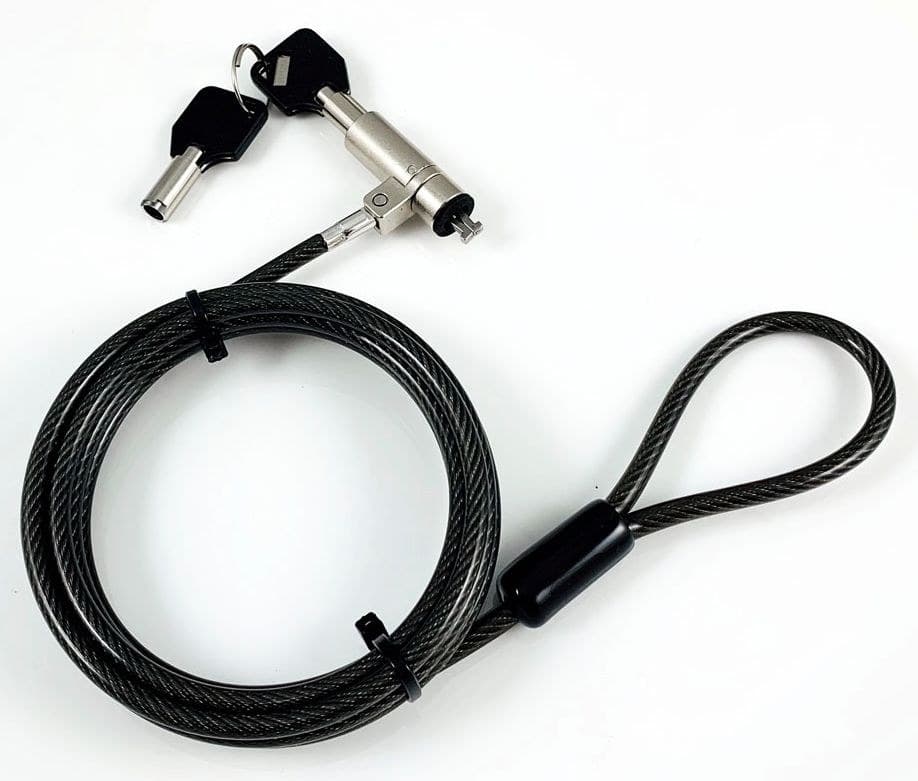 eSTUFF Security Cable Lock 4.5 mm x 1.8 m Carbon Steel, Black - Nano Slot, Keys - Image 1